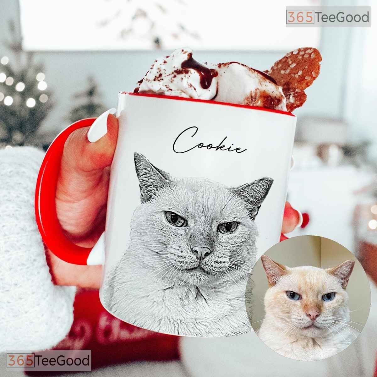 Custom Pet Portrait Coffee Mug - Personalized Dog Dad and Cat Mom Gift Ceramic Accent Mug