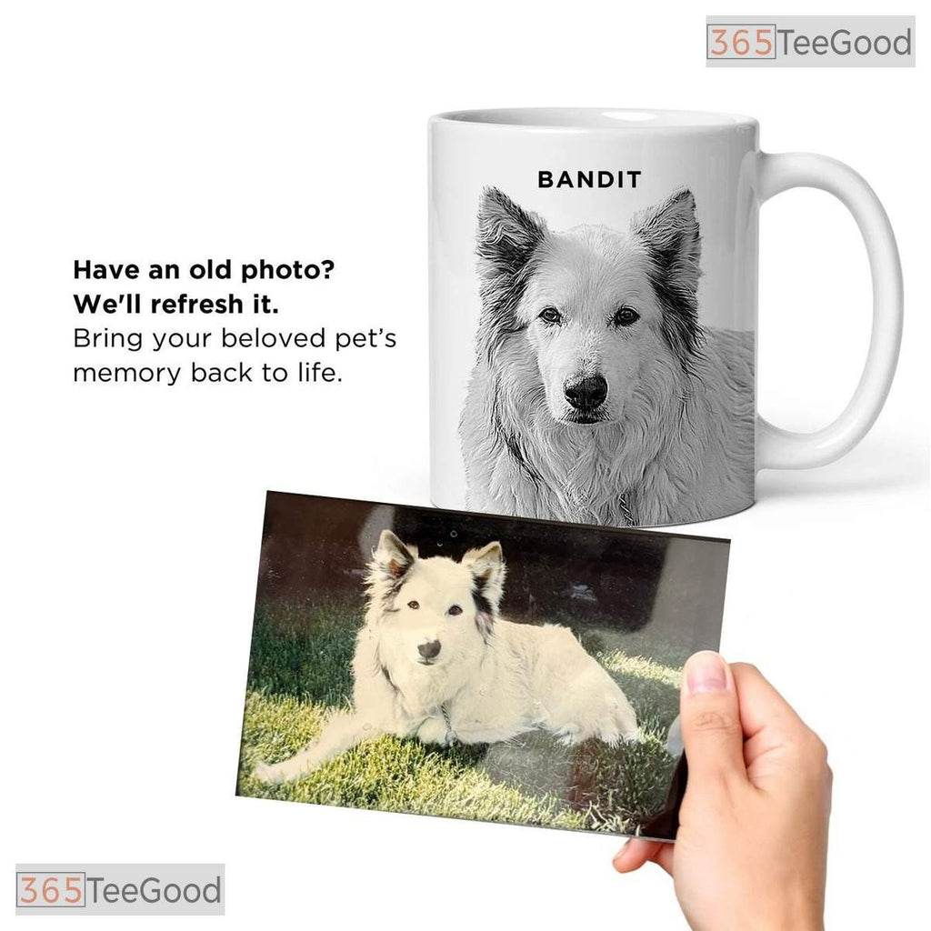 Custom Pet Portrait Coffee Mug - Personalized Dog Dad and Cat Mom Gift Ceramic Accent Mug