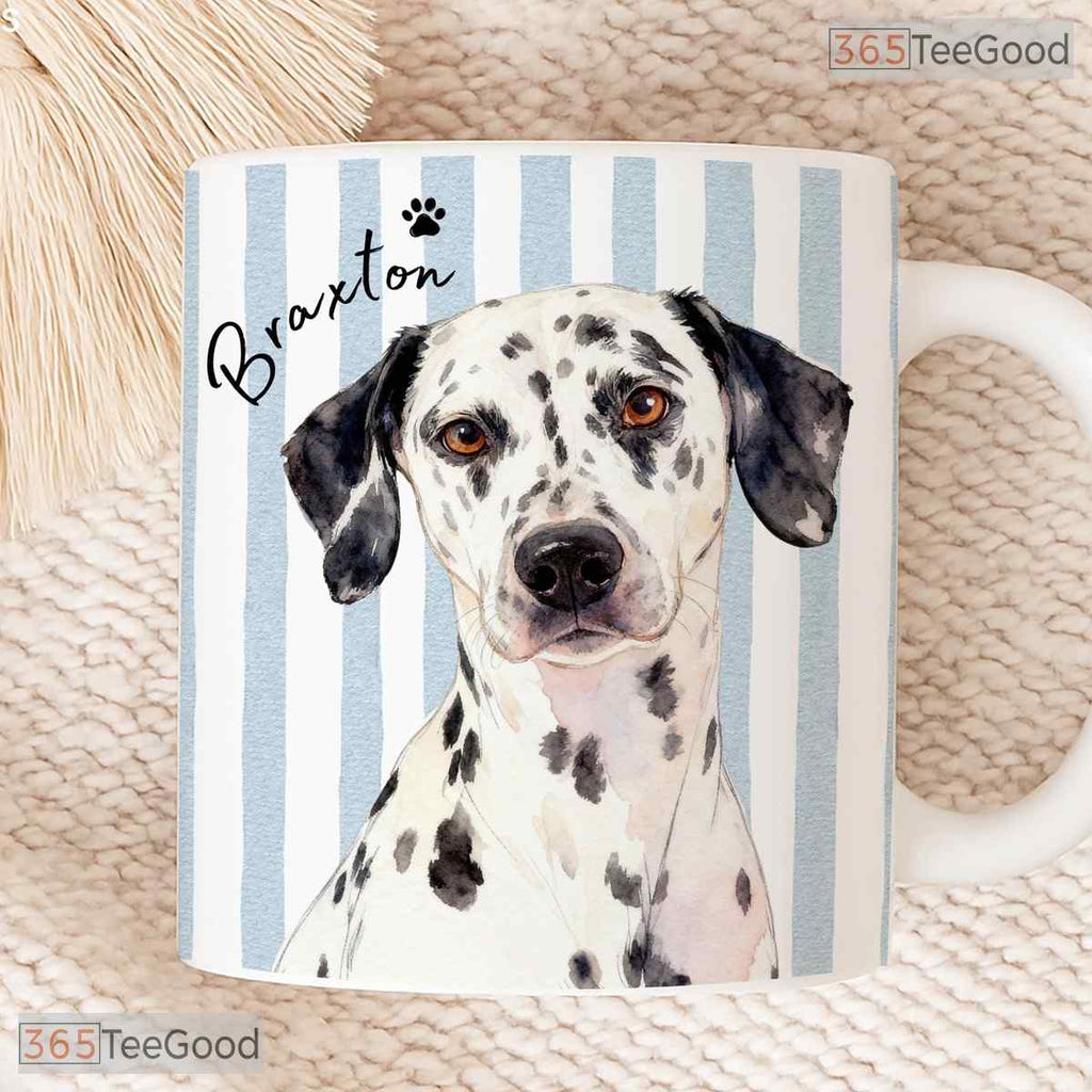 Custom Pet Portrait Striped Mug - Personalized Dog Photo Coffee Cup Ceramic Accent Mug