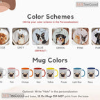 Custom Pet Portrait Striped Mug - Personalized Dog Photo Coffee Cup Ceramic Accent Mug
