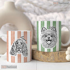 Custom Pet Striped Pattern Mug - Personalized Dog Photo and Name Ceramic Accent Mug
