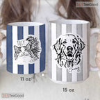 Personalized Cat Photo Striped Mug - Custom Pet Name Portrait Gift Ceramic Accent Mug