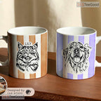 Custom Striped Pet Photo Mug - Personalized Dog Mom Birthday Gift Ceramic Accent Mug