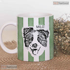 Custom Pet Striped Pattern Mug - Personalized Dog Photo and Name Ceramic Accent Mug