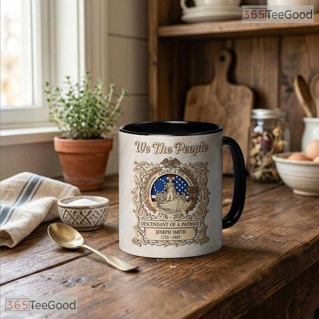 Custom Revolutionary War Ancestor Descendant Of A Patriot Two Tone Ceramic Accent Mug