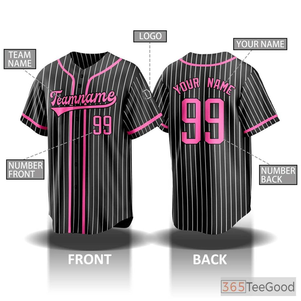 Custom Striped Baseball Jersey Tee for Men & Women - Personalized Stitched Name & Number