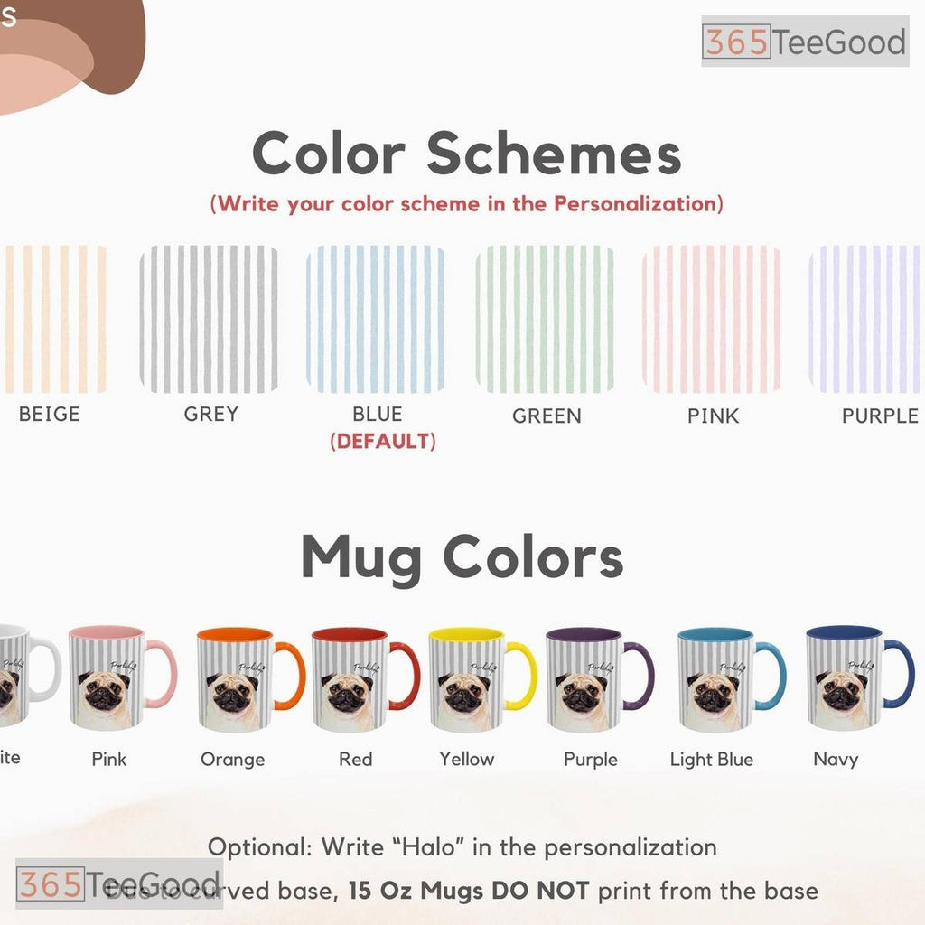 Custom Striped Pet Photo Name Mug - Personalized Dog Mom Keepsake Ceramic Accent Mug