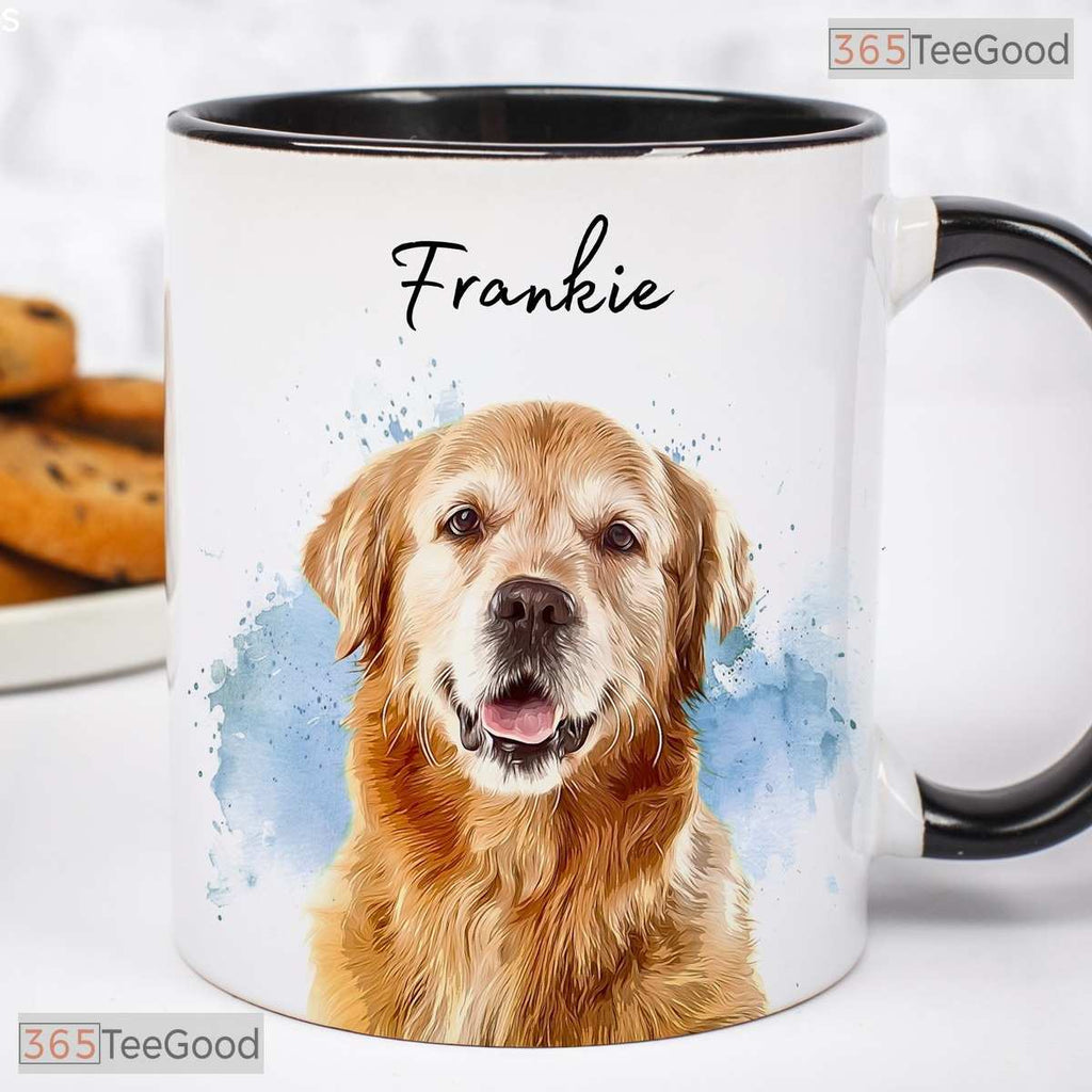 Custom Watercolor Pet Portrait Mug - Personalized Dog Photo Coffee Cup Ceramic Accent Mug