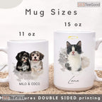 Custom Watercolor Pet Photo Mug with Name - Personalized Dog Portrait Ceramic Accent Mug