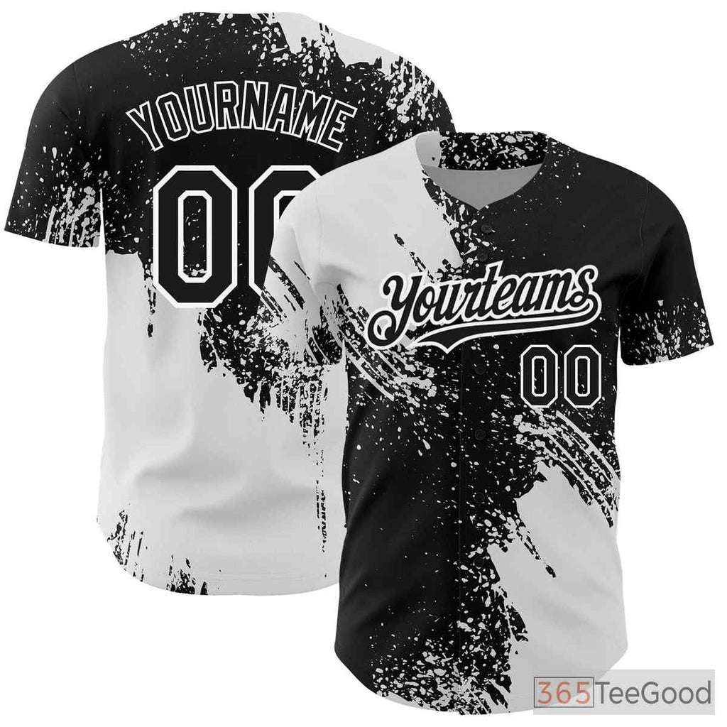 Custom White & Black Baseball Jersey Tee - Personalized Stitched Name & Number for Men & Women