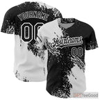 Custom White & Black Baseball Jersey Tee - Personalized Stitched Name & Number for Men & Women