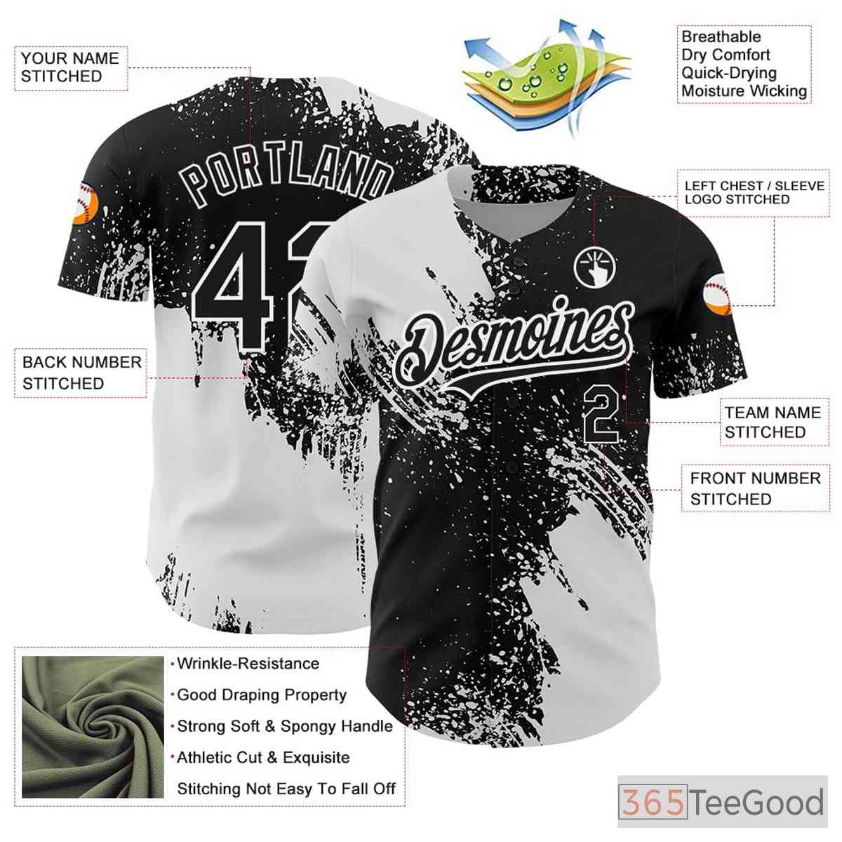 Custom White & Black Baseball Jersey Tee - Personalized Stitched Name & Number for Men & Women