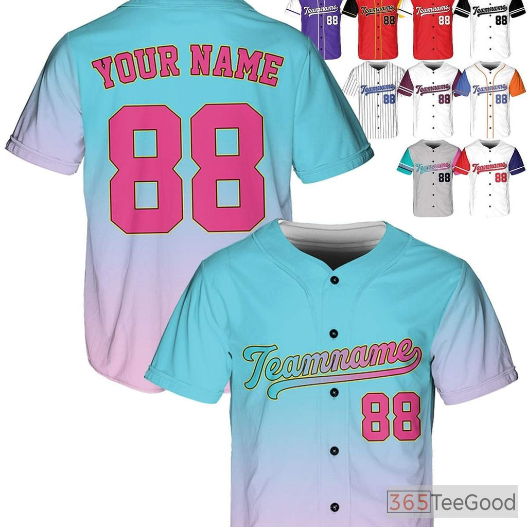 Customizable Baseball Jersey Tee with Stitched Name and Number for All Ages