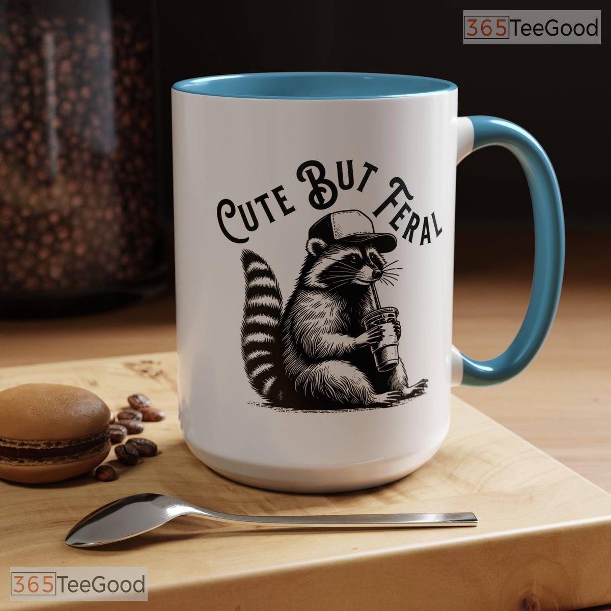 Cute But Feral Raccoon Accent Mug - Mischievous Animal Lover Gift Ceramic Accent Mug