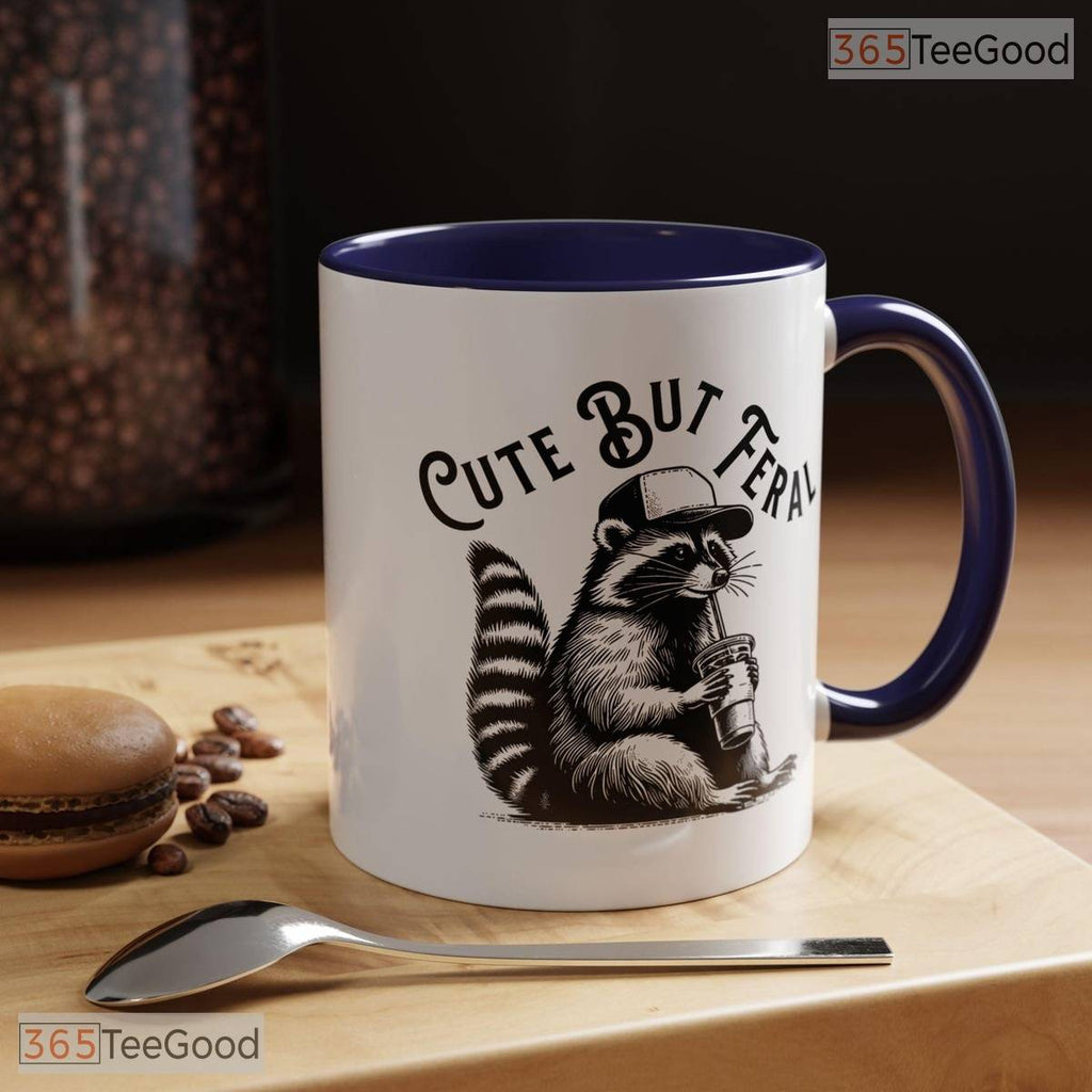 Cute But Feral Raccoon Accent Mug - Mischievous Animal Lover Gift Ceramic Accent Mug