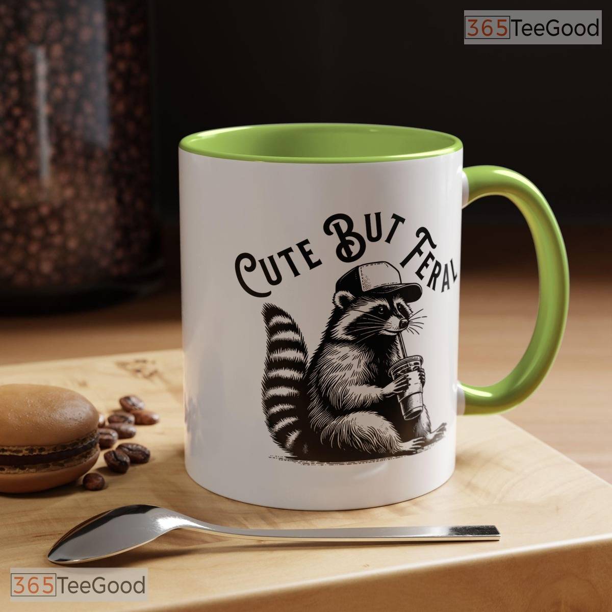Cute But Feral Raccoon Accent Mug - Mischievous Animal Lover Gift Ceramic Accent Mug