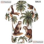 Cute Otter Palm Tree Tropical Hawaiian Shirt Unisex Vacation Festival Top