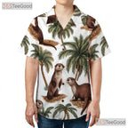 Cute Otter Palm Tree Tropical Hawaiian Shirt Unisex Vacation Festival Top