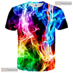 Vibrant Blue Geometric Pattern Graphic 3D Printed Casual Unisex T-Shirt Styles