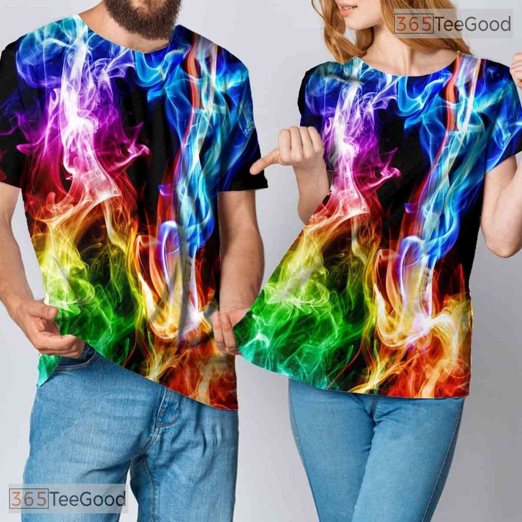 Vibrant Blue Geometric Pattern Graphic 3D Printed Casual Unisex T-Shirt Styles