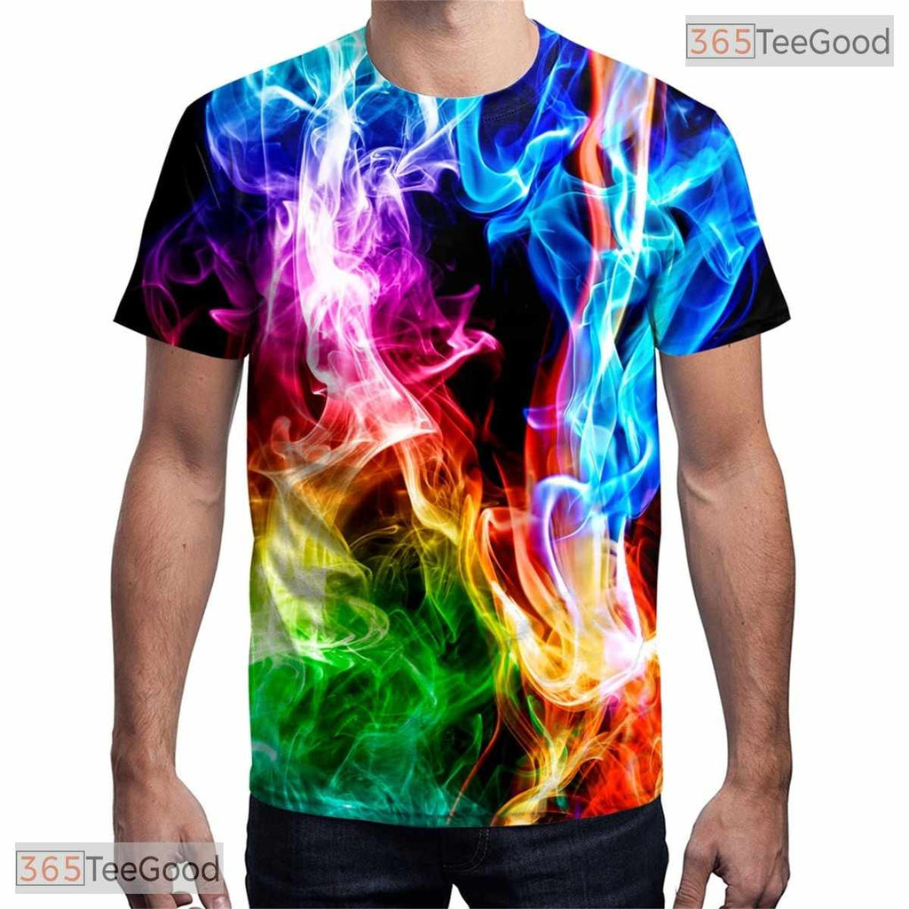 Vibrant Blue Geometric Pattern Graphic 3D Printed Casual Unisex T-Shirt Styles
