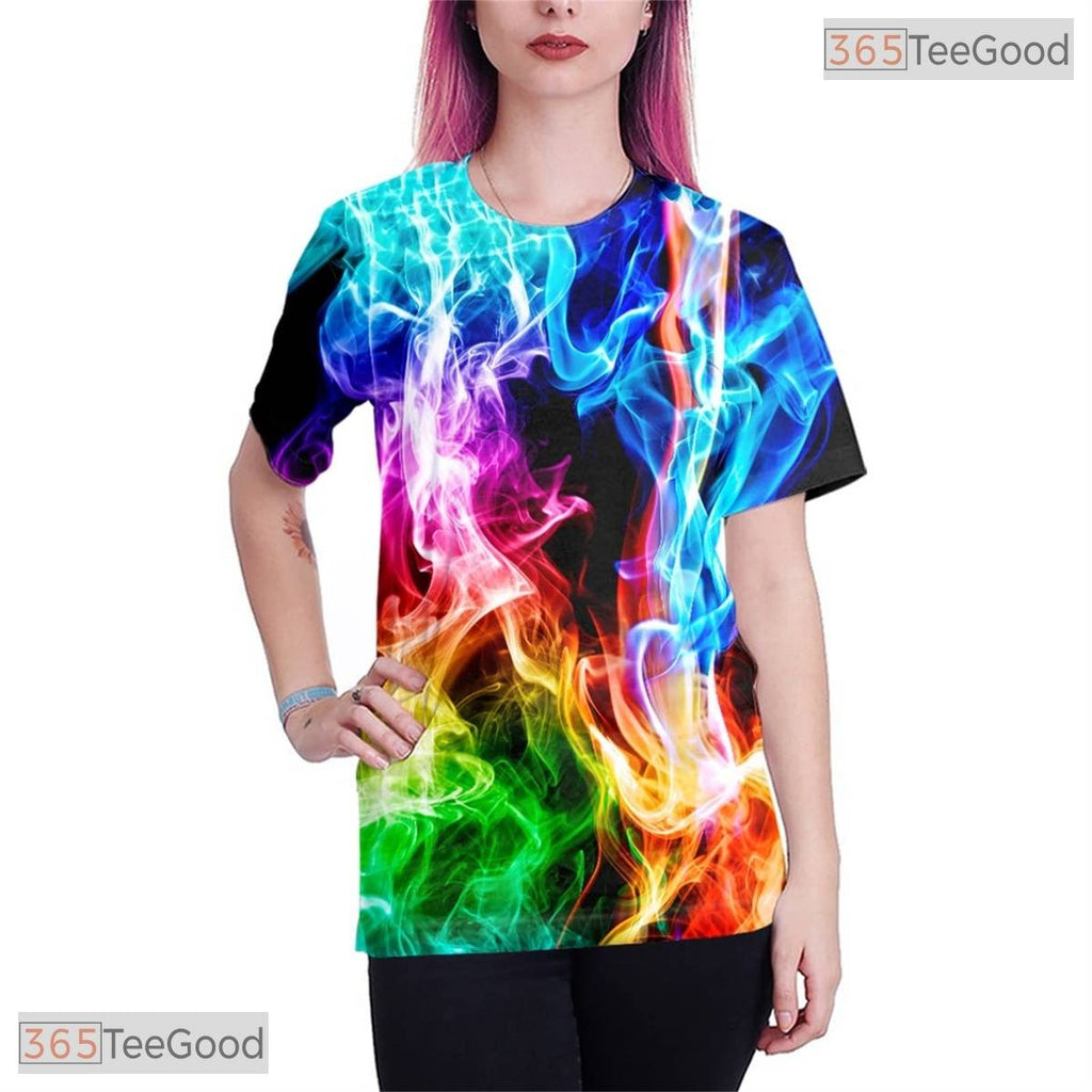 Vibrant Blue Geometric Pattern Graphic 3D Printed Casual Unisex T-Shirt Styles