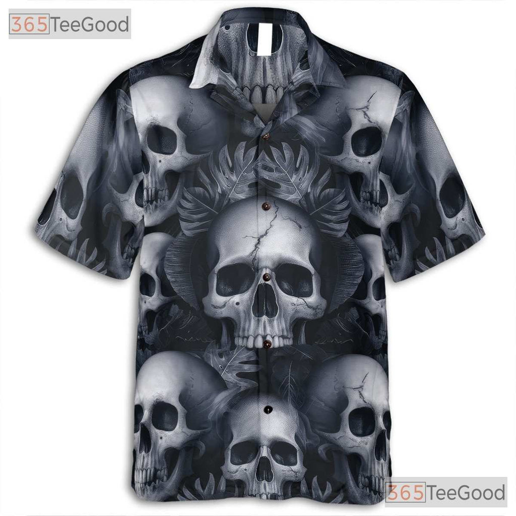 Dark Aesthetic Gothic Skull Skeleton Hawaiian Tee Unisex Tropical Horror Outfit