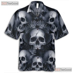 Dark Aesthetic Gothic Skull Skeleton Hawaiian Tee Unisex Tropical Horror Outfit