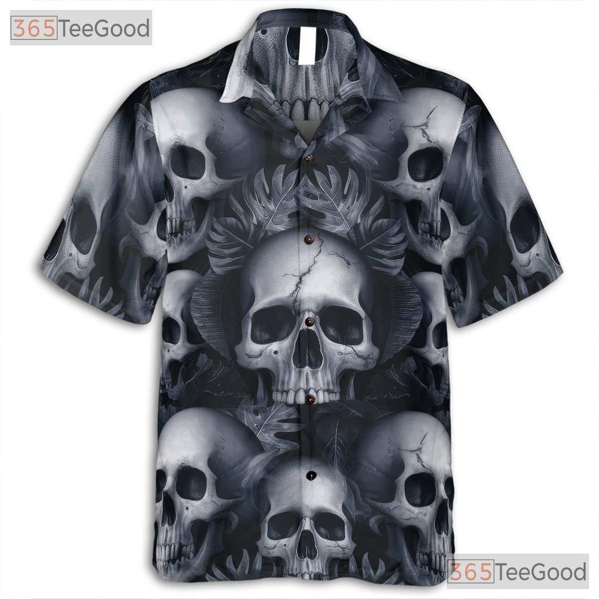 Dark Aesthetic Gothic Skull Skeleton Hawaiian Tee Unisex Tropical Horror Outfit