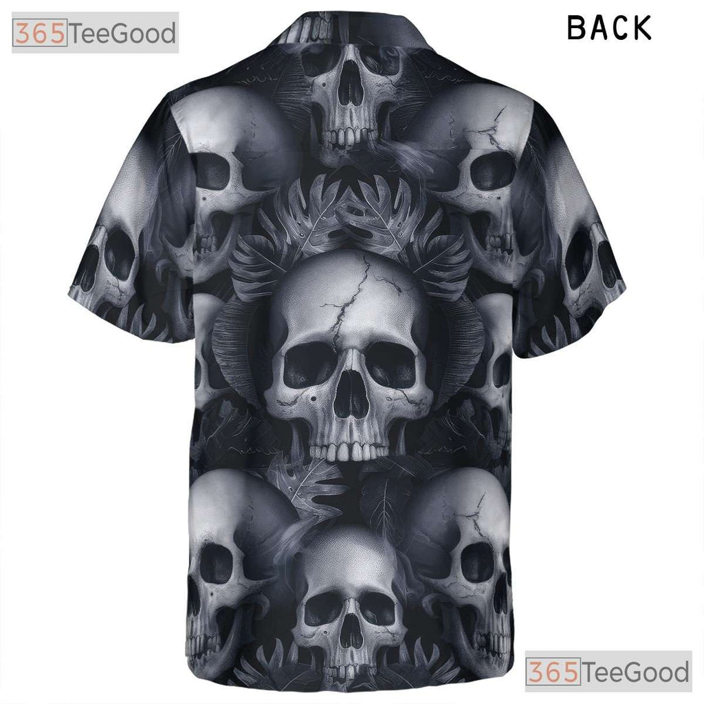 Dark Aesthetic Gothic Skull Skeleton Hawaiian Tee Unisex Tropical Horror Outfit