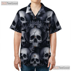 Dark Aesthetic Gothic Skull Skeleton Hawaiian Tee Unisex Tropical Horror Outfit