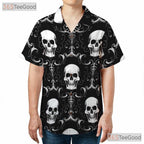Dark Baroque Gothic Skull Hawaiian Shirt - Men's Damask Floral Outfit Tee