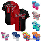 Dark Black & Red Custom Baseball Jersey Shirt Personalized Unisex Button Down Uniform