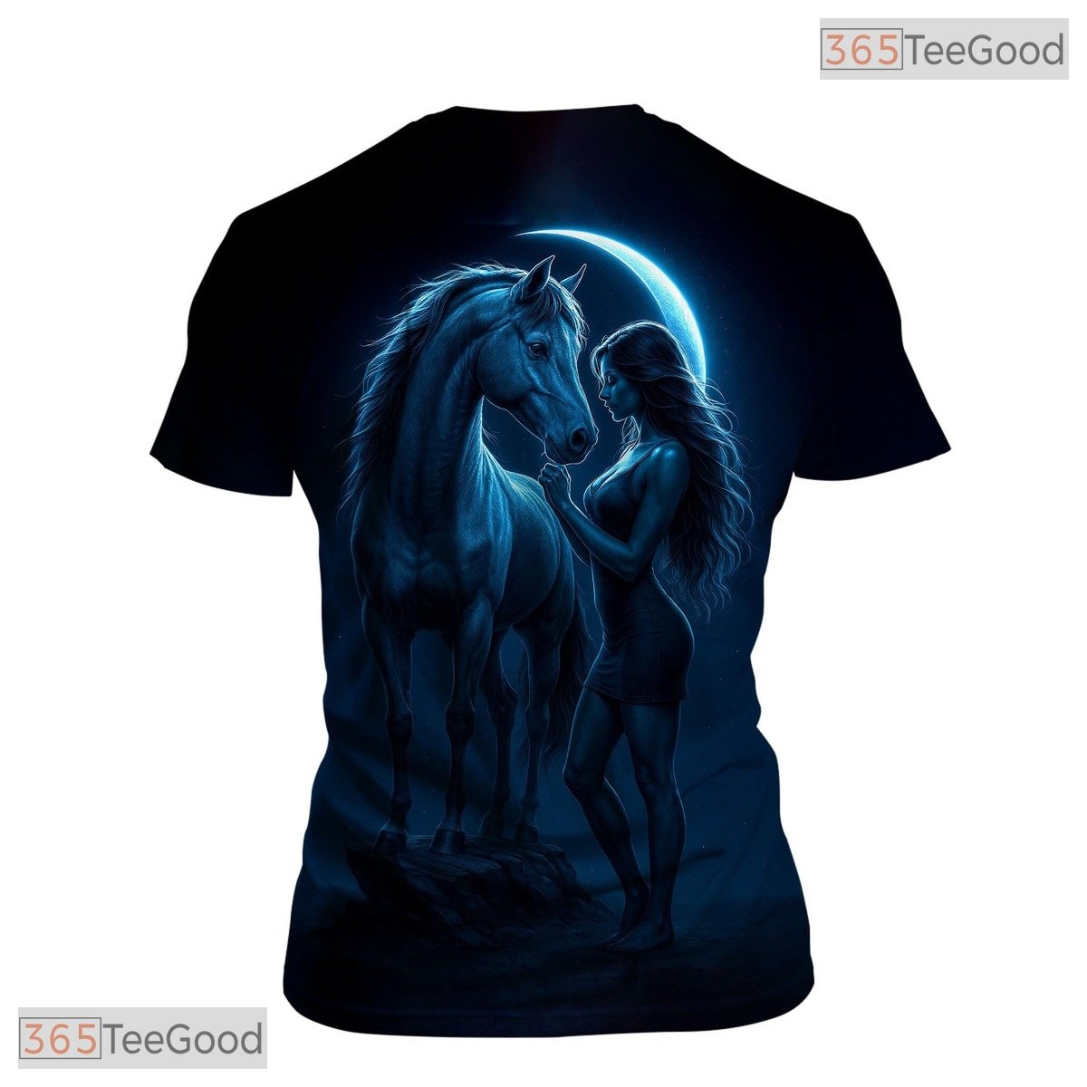 Dark Blue Fantasy Horse Animal Graphic Novelty 3D Printed Casual Unisex T-Shirt Top