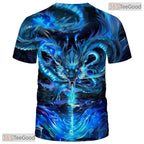 Dark Blue Mythology Chinese Dragon 3D Graphic Printed Casual Unisex Tee Shirt