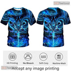 Dark Blue Mythology Chinese Dragon 3D Graphic Printed Casual Unisex Tee Shirt