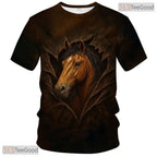 Dark Brown Fantasy Horse Animal Graphic Novelty 3D Printed Casual Unisex T-Shirt Top