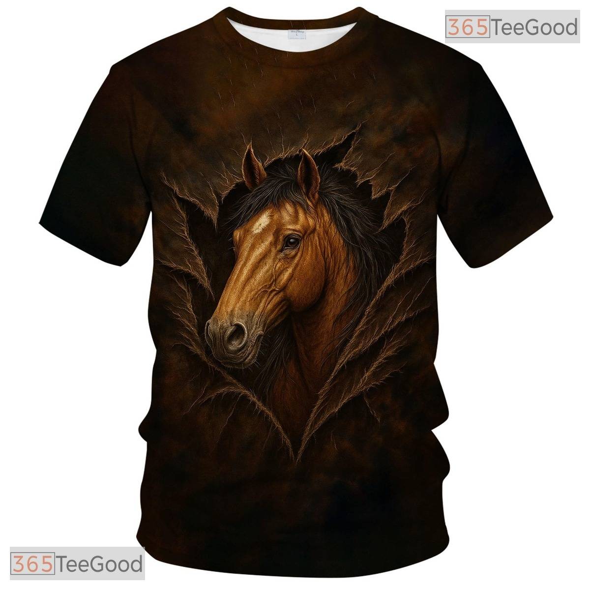 Dark Brown Fantasy Horse Animal Graphic Novelty 3D Printed Casual Unisex T-Shirt Top