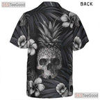 Dark Gothic Pineapple Skull Tropical Floral Aesthetic Hawaiian Tee Unisex