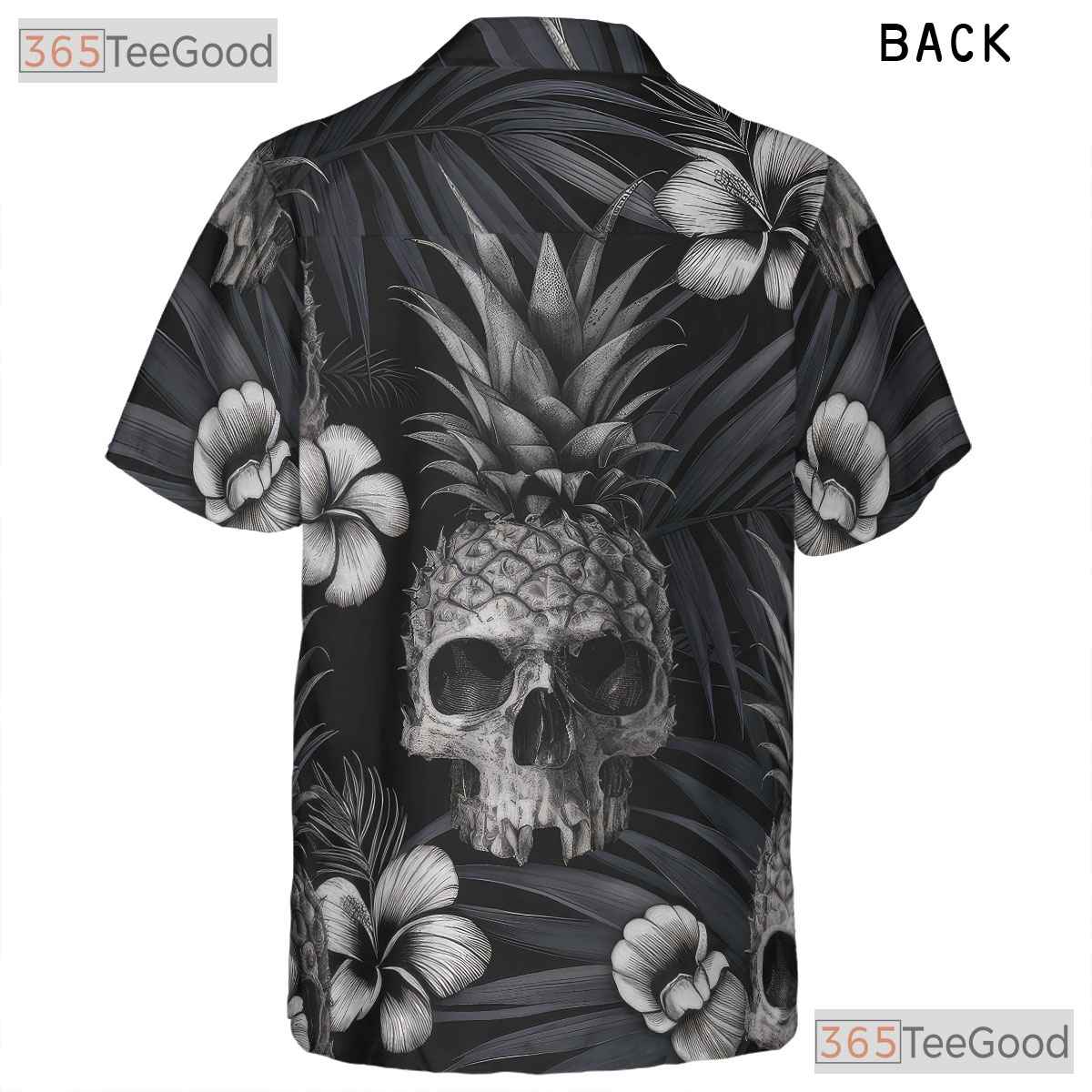 Dark Gothic Pineapple Skull Tropical Floral Aesthetic Hawaiian Tee Unisex