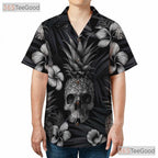 Dark Gothic Pineapple Skull Tropical Floral Aesthetic Hawaiian Tee Unisex