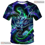 Dark Green Mythology Chinese Dragon 3D Graphic Printed Casual Unisex Tee Shirts