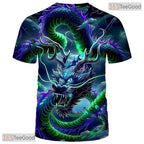 Dark Green Mythology Chinese Dragon 3D Graphic Printed Casual Unisex Tee Shirts
