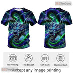Dark Green Mythology Chinese Dragon 3D Graphic Printed Casual Unisex Tee Shirts