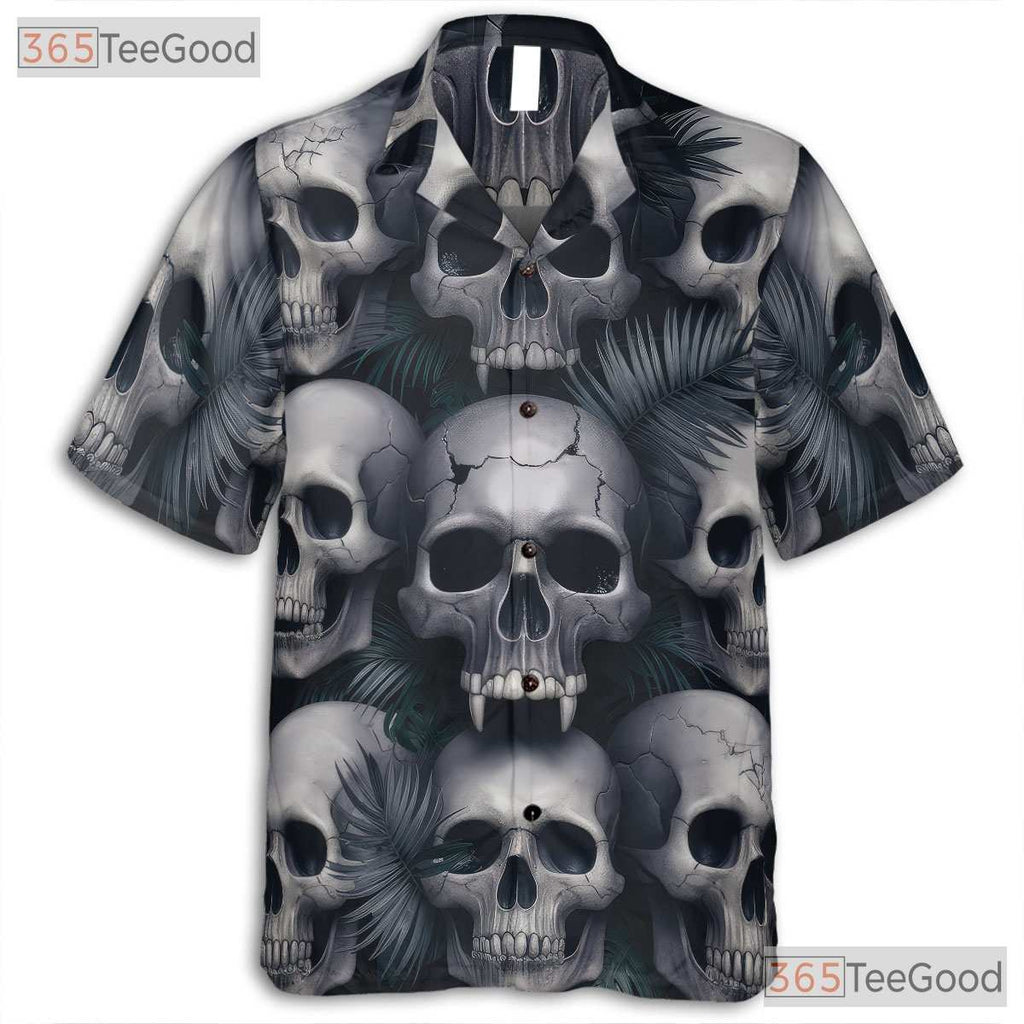 Dark Horror Skeleton Gothic Skull Hawaiian Shirt Men Women Tropical Beach Vibe