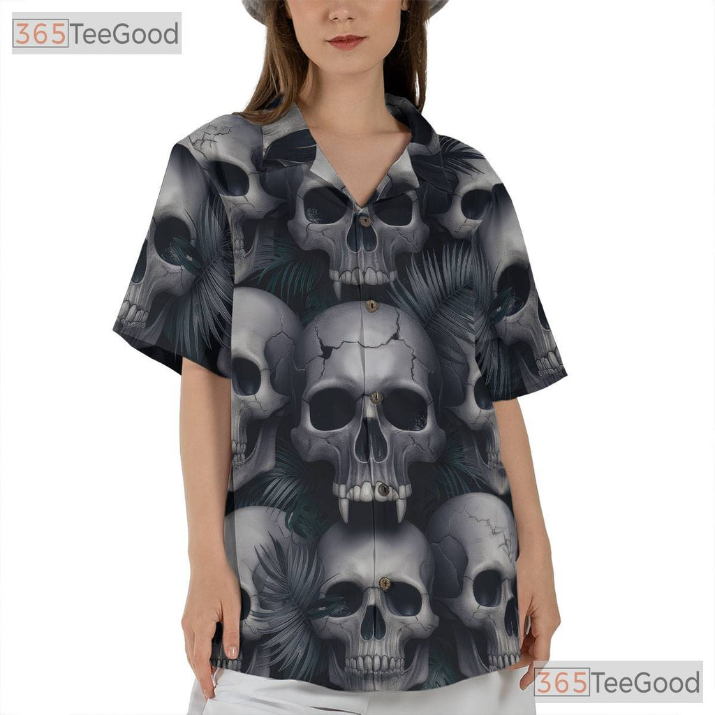 Dark Horror Skeleton Gothic Skull Hawaiian Shirt Men Women Tropical Beach Vibe