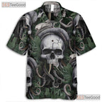 Dark Tropical Skull Octopus Horror Sea Creature Hawaiian Shirt Unisex Top
