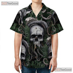 Dark Tropical Skull Octopus Horror Sea Creature Hawaiian Shirt Unisex Top