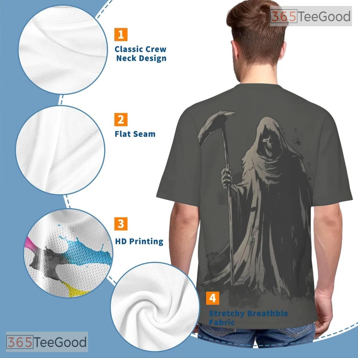 Dark Death Skull Fantasy Graphic 3D Pattern Printed Casual Unisex Tee Shirt Style