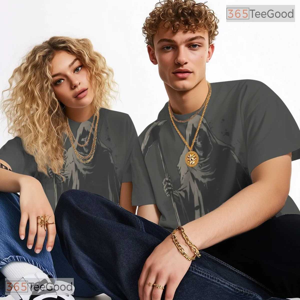 Dark Death Skull Fantasy Graphic 3D Pattern Printed Casual Unisex Tee Shirt Style